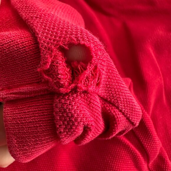 Carhartt Polo Shirt Mens Medium Red Cotton Short Sleeve Split Hem Logo Split Hem - Picture 8 of 9